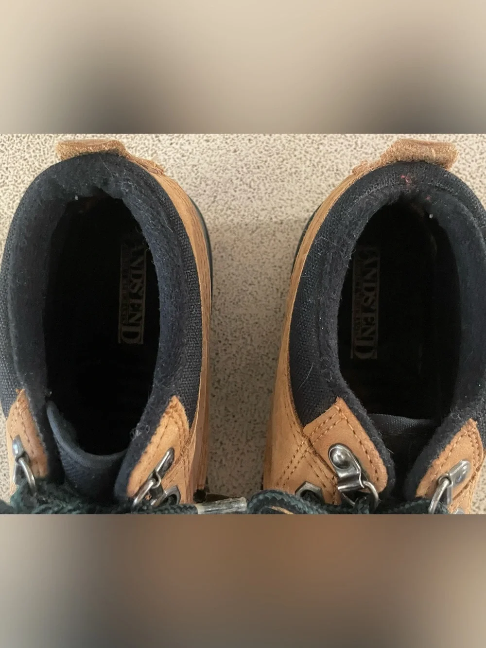 Vintage Lands' End Black and Brown Lace-Up Duck Boots